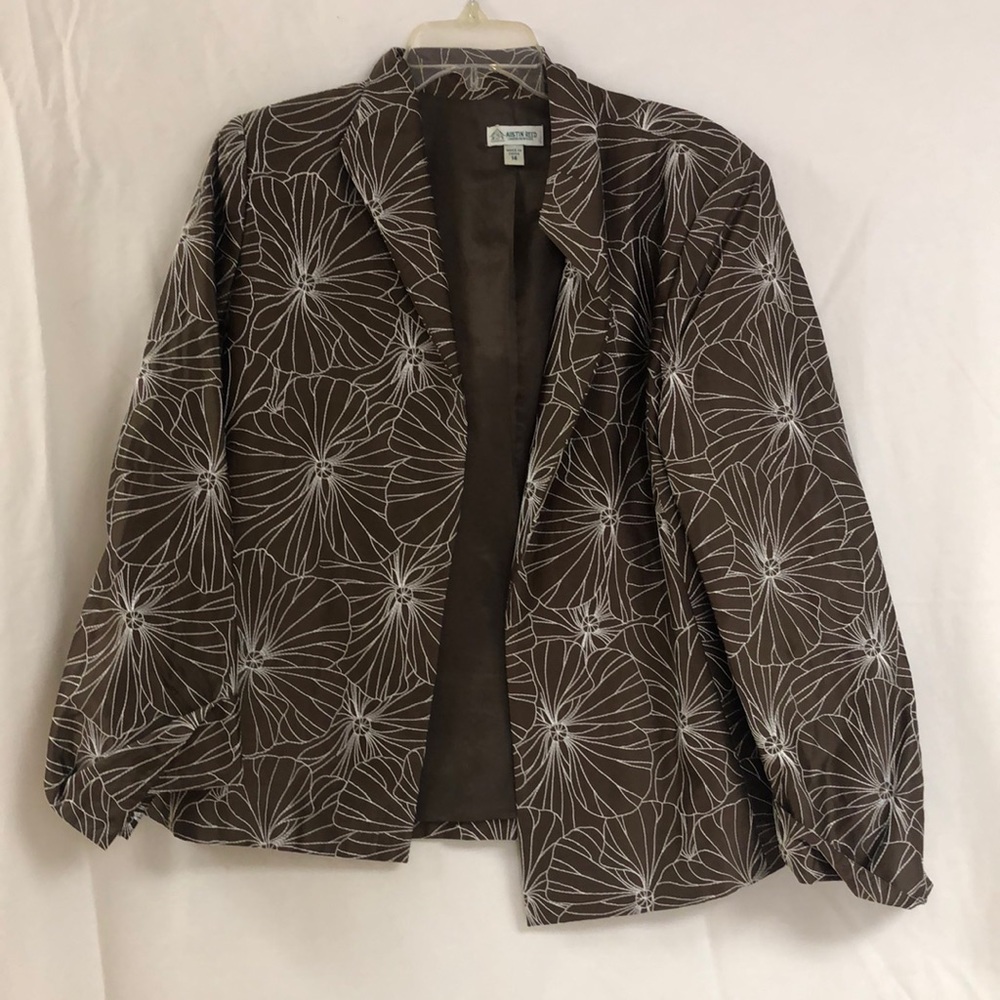 Austin Reed Brown Blazer with White Stitching